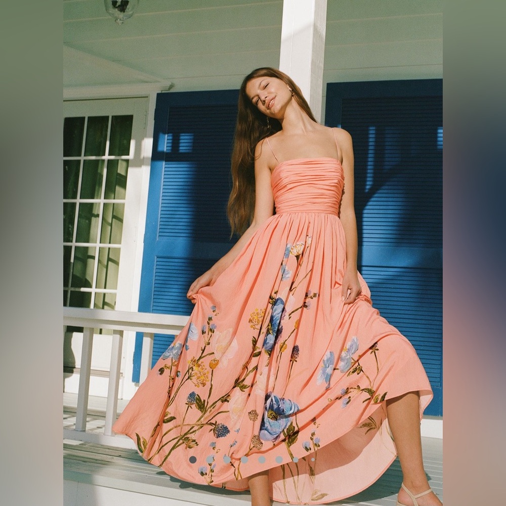 THE LORELEI RUCHED-BODICE MIDI DRESS Size 2x